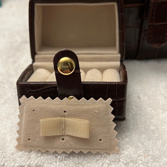 Faux Alligator Skin Portable Travel Jewelry Box Holder Organizer 2 piece - Picture 9 of 12